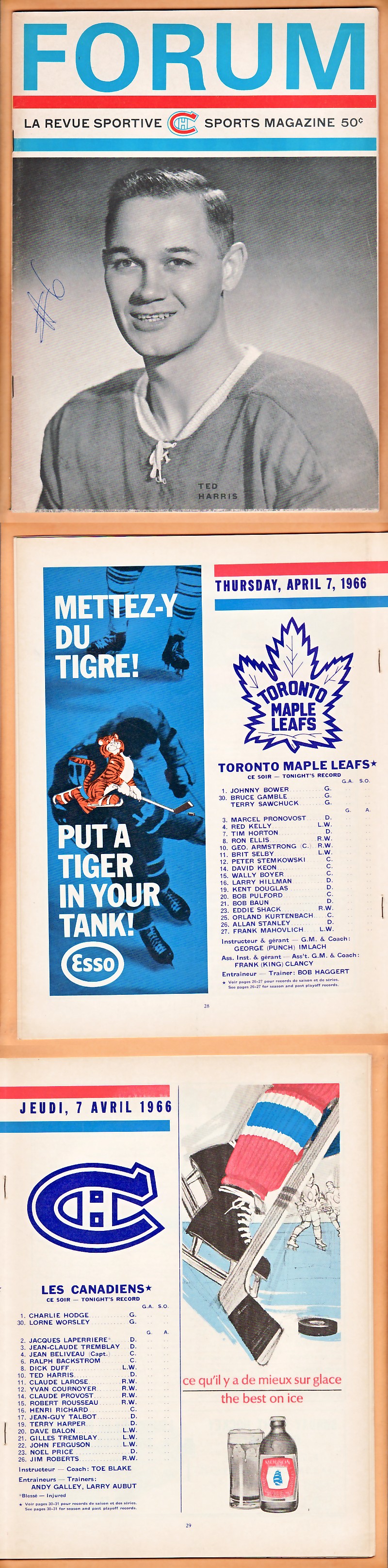1966 MONTREAL CANADIENS VS TORONTO MAPLE LEAFS PLAYOFFS PROGRAM photo 1966 MONTREAL CANADIENS VS TORONTO MAPLE LEAFS PLAYOFFS PROGRAM photo